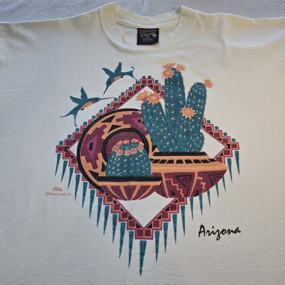 Vtg 1995 Soffe Choice Arizona T Shirt XL Single Stitch Southwest Hummingbird 90s